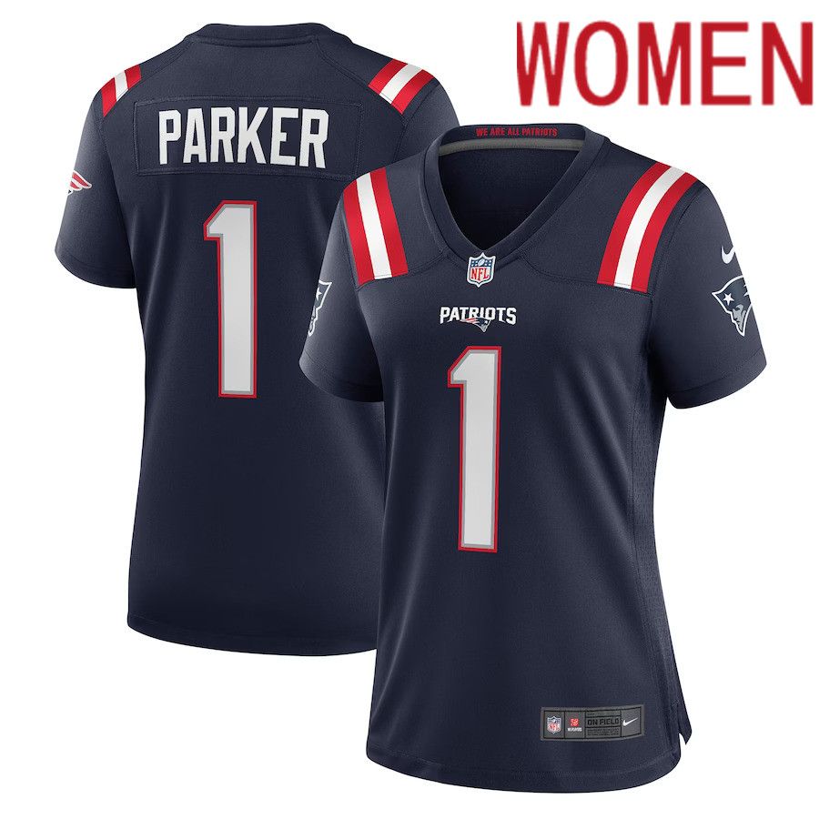 Women New England Patriots 1 DeVante Parker Nike Navy Game NFL Jersey